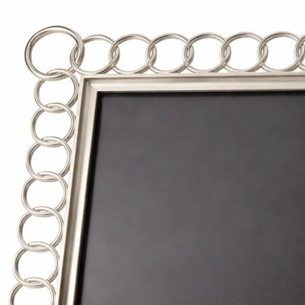 Modern Silver Ring‎ Link Frame 4x6 Metal Circle Border Contemporary Tabletop